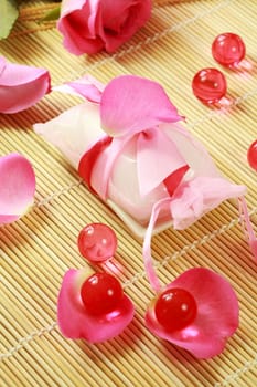 Still life - Soap and bath pearls for wellness and spa