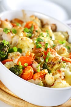 Baked mixed vegetable with chicken breast and oregano