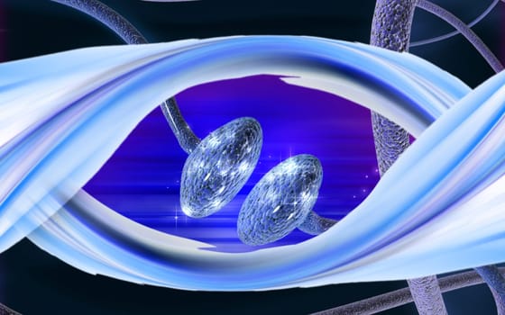 Digital illustration of synapse in colour background