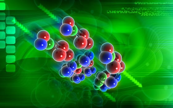 Digital illustration DNA structure in colour background