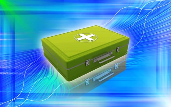 Digital illustration of First aid box in colour background