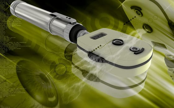 Digital illustration of ophthalmoscope in colour background