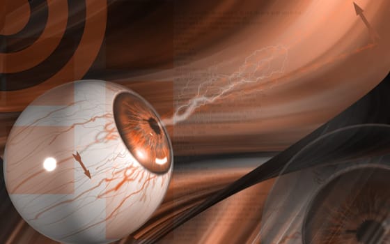 Digital illustration of eye in colour background