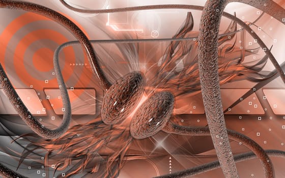 Digital illustration of synapse in colour background