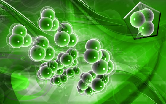 Digital illustration DNA structure in colour background