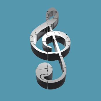 Illustration on music - clef - isolated - 3D