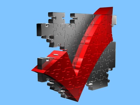 Illustration on Business Concepts - Hagged - Puzzle - 3D