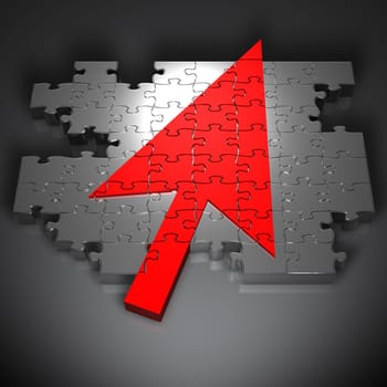3D Illustration on Business Concepts - Arrow - Jigsaw Puzzle