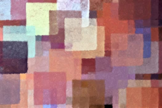 Overlapping square shapes digital illustration. Abstract paint background.