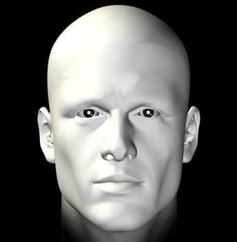Male figure portrait on black background. Digitally created 3d illustration.