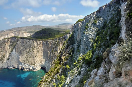 Craggy coastal ridges as seen from Keri village lighthouse, Zakynthos island, Greece.