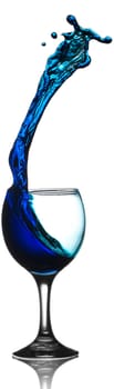 Blue Liquid Splashing Out of Wine Glass