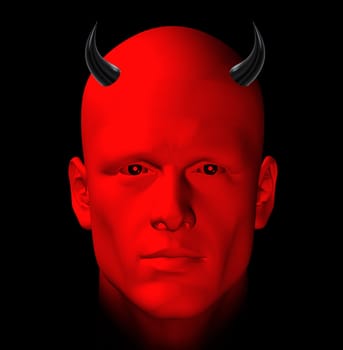 Red devil on black background. Digital 3d illustration.