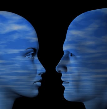 Man and woman human couple. 3d illustration.