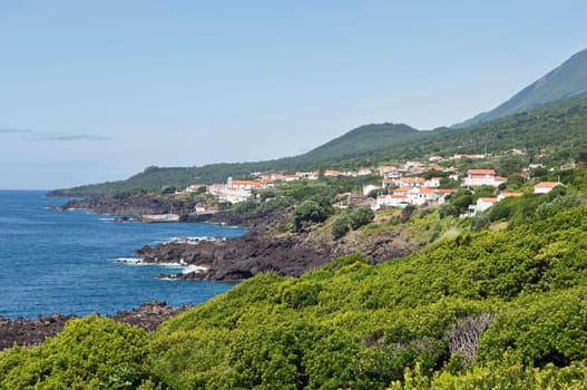 Volcanic coastline landscape of Pico island, Azores