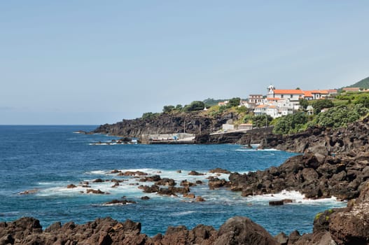 Volcanic coastline landscape of Pico island, Azores