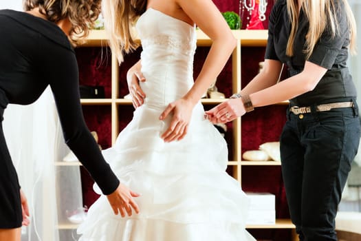 Bride at a bridal outfitter