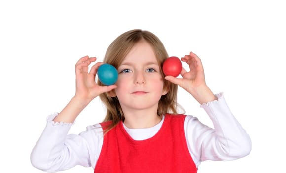 Little girl with Easter eggs