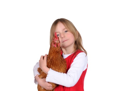 Little girl with chicken