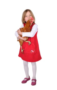 Little girl with chicken