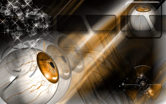 Digital illustration of eye in colour background