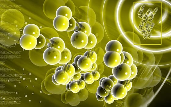 Digital illustration DNA structure in colour background