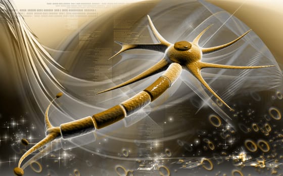 Digital illustration of neuron in colour background