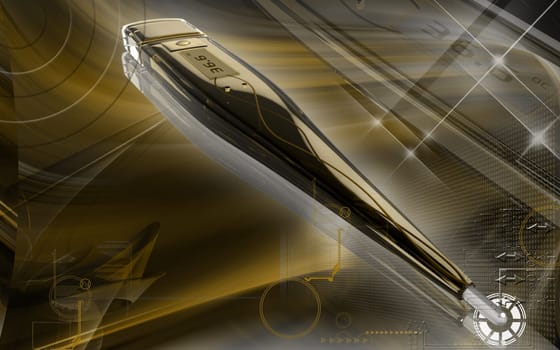 Digital illustration of thermometer in colour background