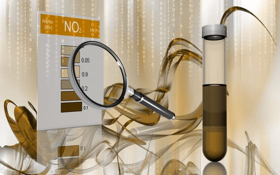 Digital illustration of nitrite test in colour background