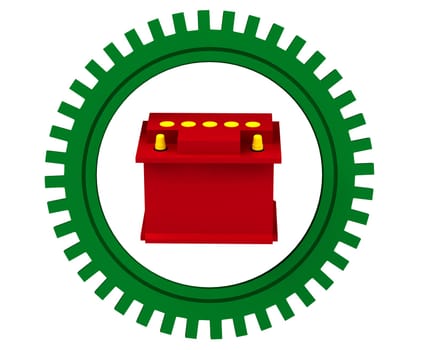 red car battery isolated on white background