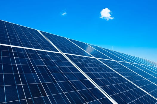 Detail of a Solar Panel with blue Sky