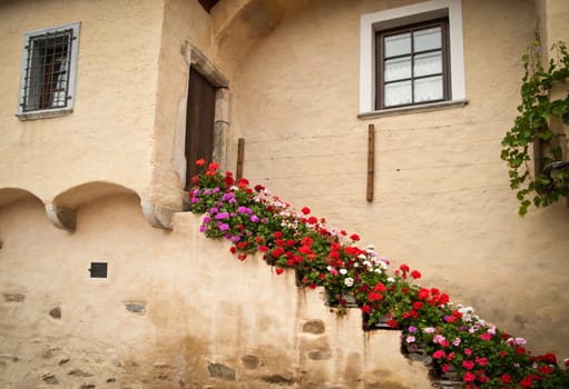 Staircase in mediterranean Style with Flowers, taken in Italy