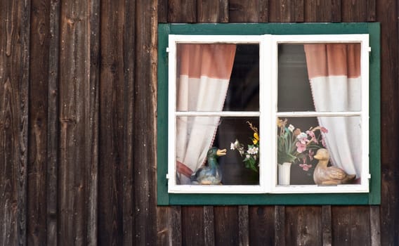 Traditional Window in Salzkammergut, Austria.  with some copyspace