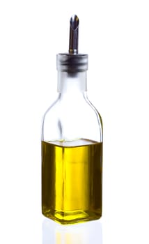 image of a bottle of  spanish biologic virgin olive oil isolated over a white background