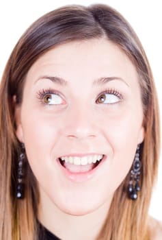 a portrait of a real beautiful young surprised girl