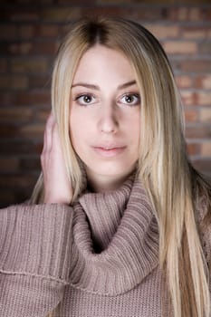a portrait of a real beautiful young surprised girl