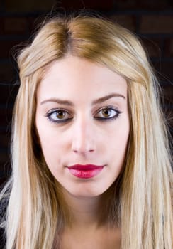 a portrait of a real beautiful young surprised girl