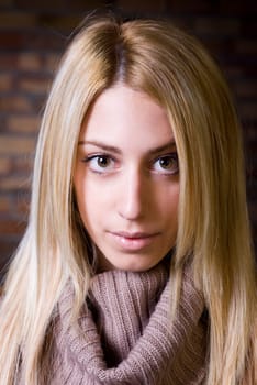 a portrait of a real beautiful young surprised girl