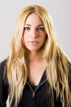 a portrait of a real beautiful young surprised girl