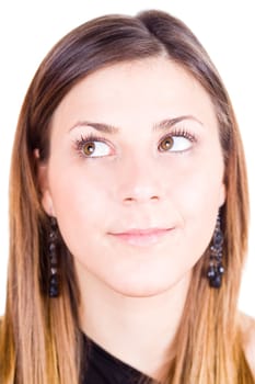 a portrait of a real beautiful young surprised girl