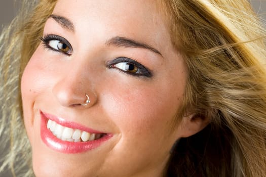 a portrait of a real beautiful young surprised girl