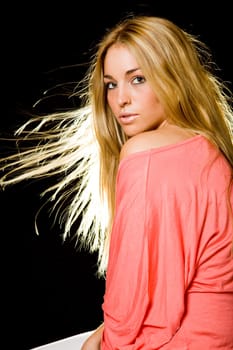 a portrait of a real beautiful young surprised girl