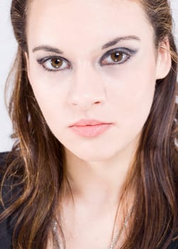 a portrait of a real beautiful young surprised girl