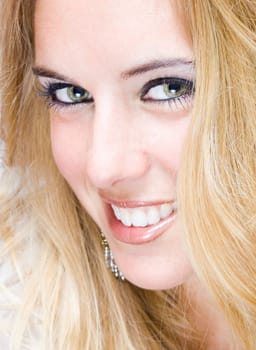 a portrait of a real beautiful young surprised girl