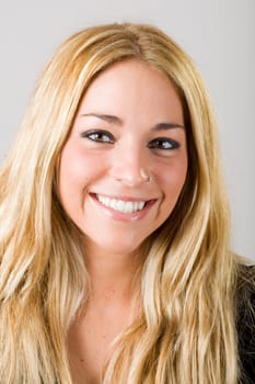 a portrait of a real beautiful young surprised girl