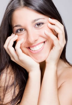image of a young beautiful real brunete girl smiling