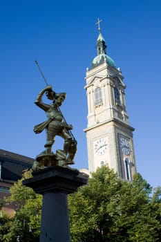 Statue of St. George in front of St. George's Church