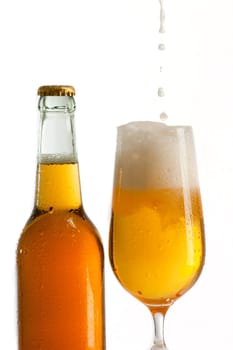 Beer in a bottle with crown caps