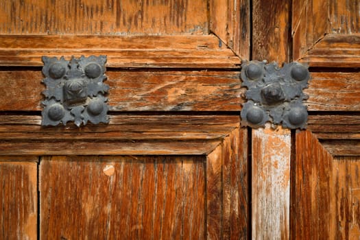 Architectural detail. Antique wooden door, Labastida, Alava, Spain