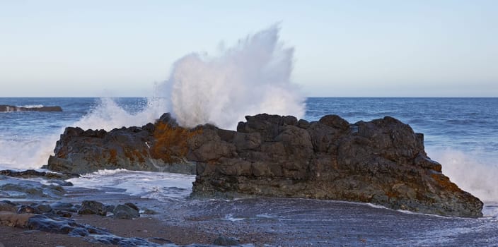 Heavy sea in the East Fjords, Laekjavik, Iceland